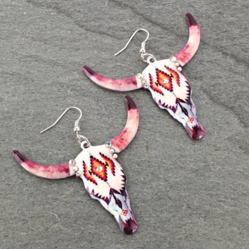 Large Steer Head Earrings
